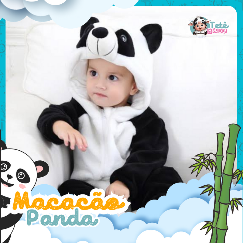 Macacão bebe Urso Panda Unissex - Pijama Divertido