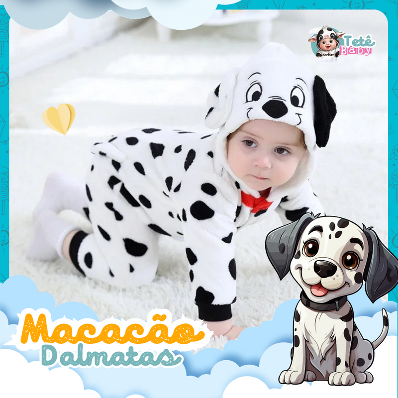 Macacão infantil Dog: Cachorrinho Dalmata Unissex - Pijama Divertido