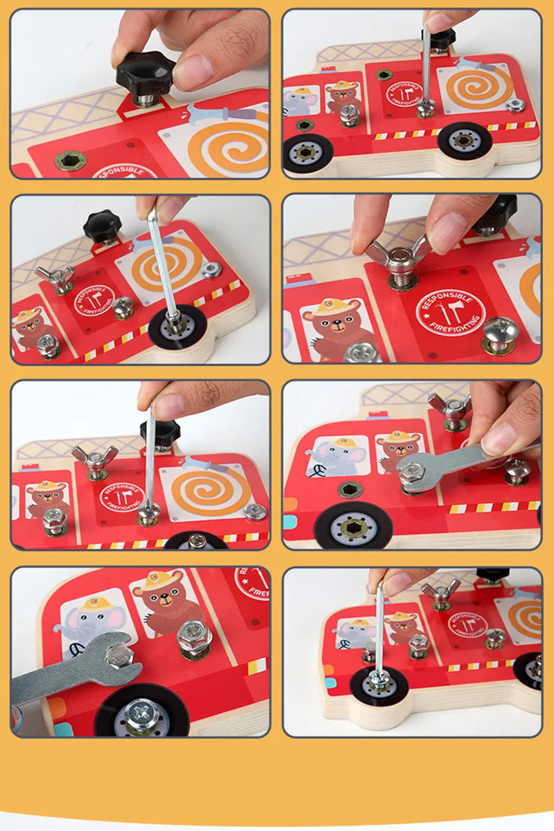 Bombertoy: Brinquedo educativo montessoriano - Estimule a coordenação motora fina apertando parafusos!