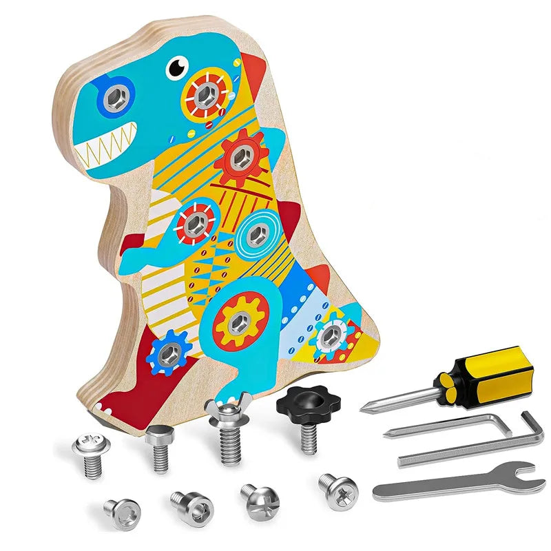 DinoConstrutor: Brinquedo educativo montessoriano - Estimule a coordenação motora fina apertando parafusos!